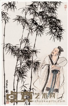 刘旦宅 1993年作 竹下高仕图 镜心 67.7*44cm